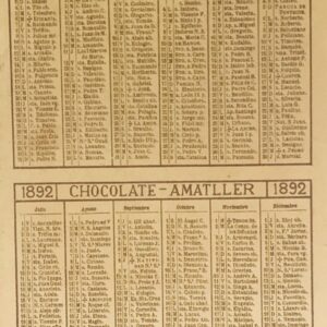 Almanaque Chocolate Amatller 1892